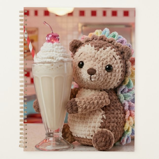 Hérisson au crochet et milkshake au diner rétro (Devant)