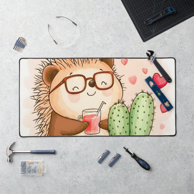 Hérisson Cactus Chedgehog Aquarelle (Poste de travail)