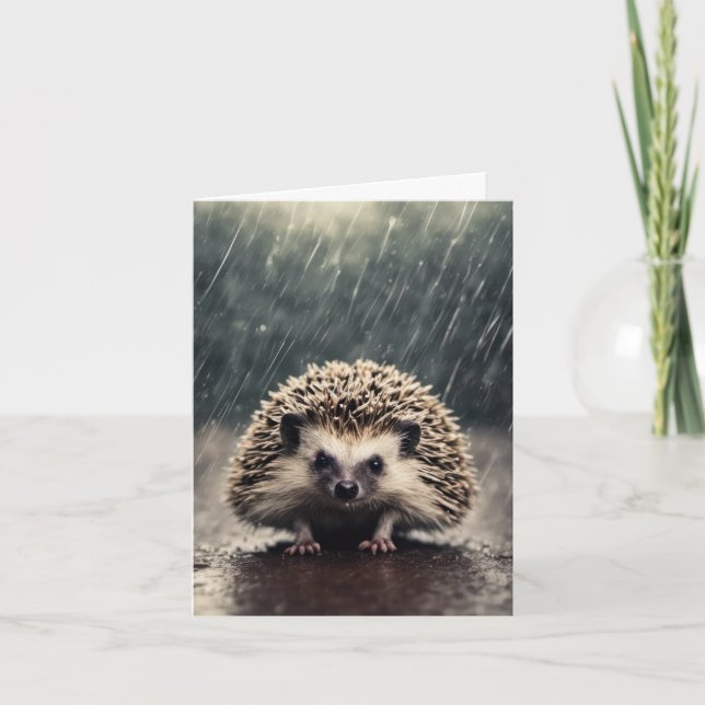 Hérisson Dans La Pluie (Devant)