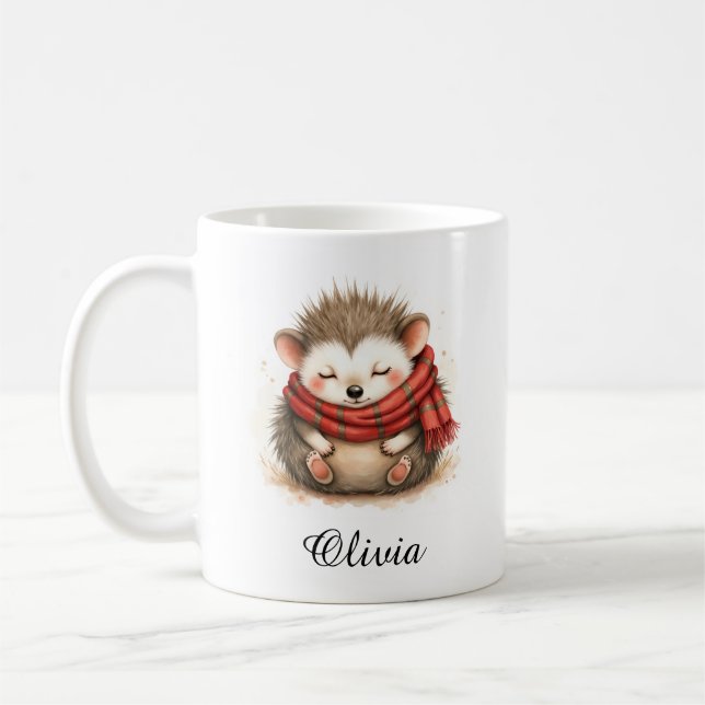 Hérisson Endormi dans une Écharpe Douillette Mug a (Gauche)