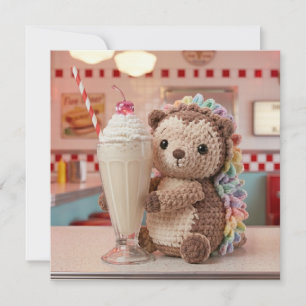 Hérisson et Milkshake   Carte vierge