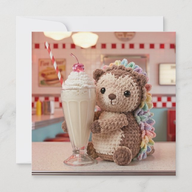 Hérisson et Milkshake | Carte vierge (Devant)