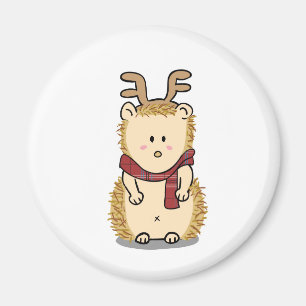 Hérisson mignon avec Reindeer Hair band Magnet