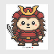 hérisson samouraï autocollant 6x6