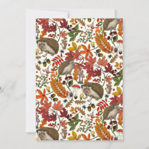 Hérissons et flore forestière automnale sur ivoire