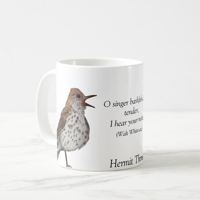 Hermit Thrush Walt Whitman White Coffee Mug (Devant gauche)