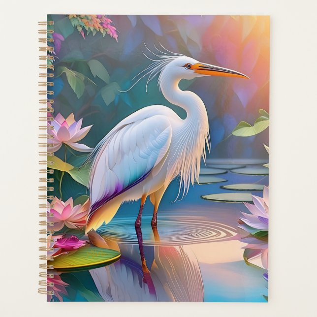 Héron blanc à bec orange, oiseau de fantaisie (Devant)