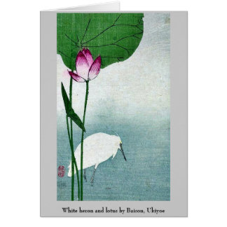 Héron blanc et lotus de Baison, Ukiyoe