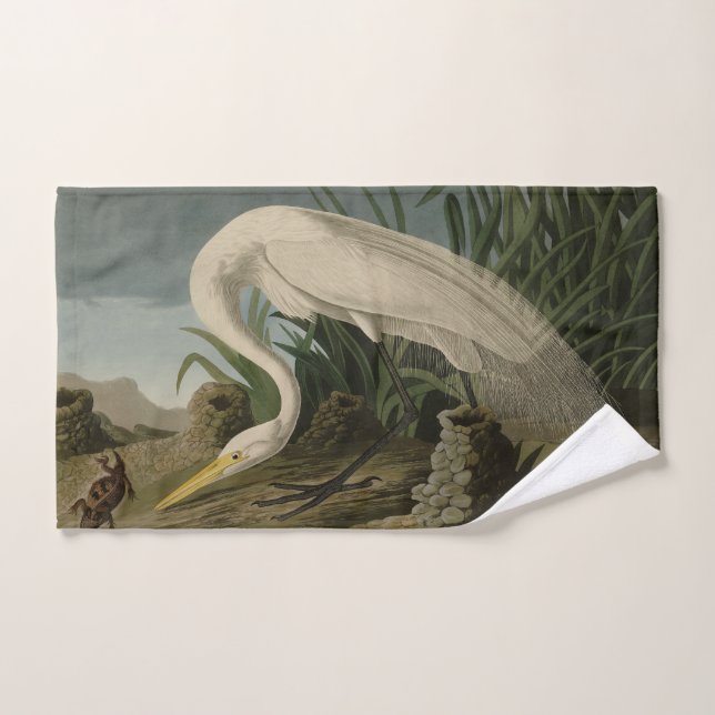 Héron blanc, Grandes aigrettes, Oiseaux d'Amérique (Serviette à main)