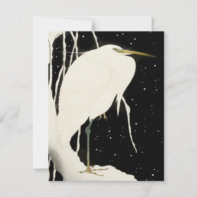 Heron en Neige - Ohara Koson - Carte d'art Vintage (Devant)