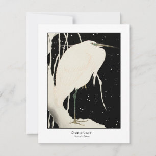 Heron en Neige - Ohara Koson + titre - Art Card