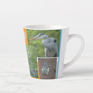 Heron et petit oiseau Collage Latte Mug