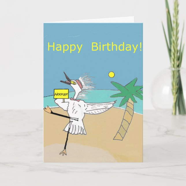 Héron heureux -- Carte de joyeux anniversaire (Devant)