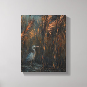 Héron parmi les roseaux de cuivre Toile de faune l