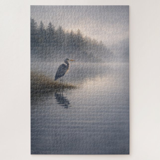 Héron vigilant | Grand Héron Bleu | Puzzle (Vertical)