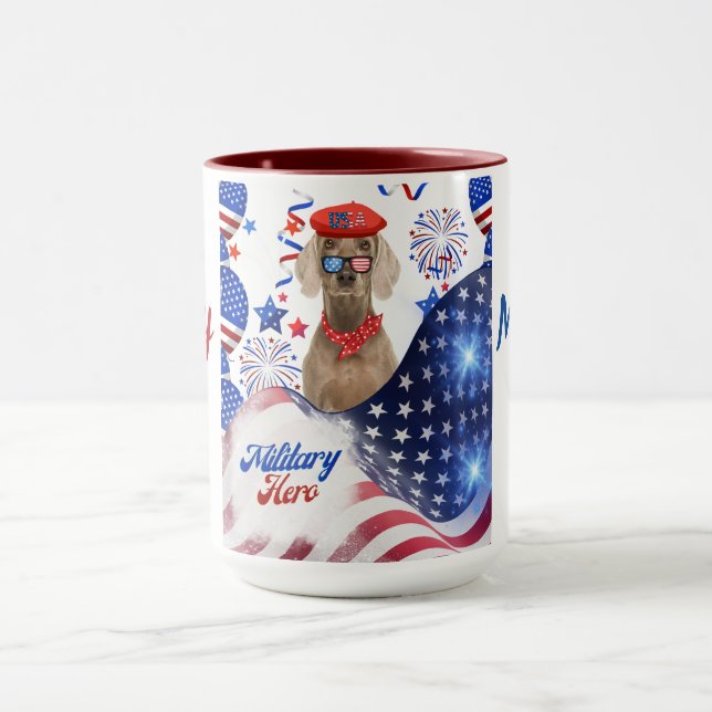 Héros Militaire Weimaraner Café Mug (Centre)