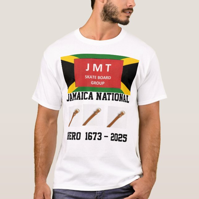 HÉROS NATIONAL JAMAÏCAIN. T-Shirt de base foncé (Devant)