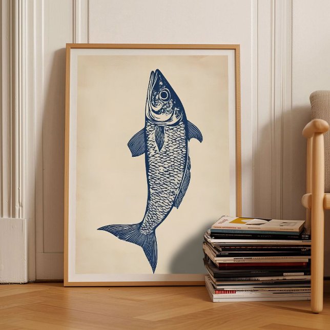 Herring Print Linocut Vintage Poster Retro Herring (Créateur téléchargé)