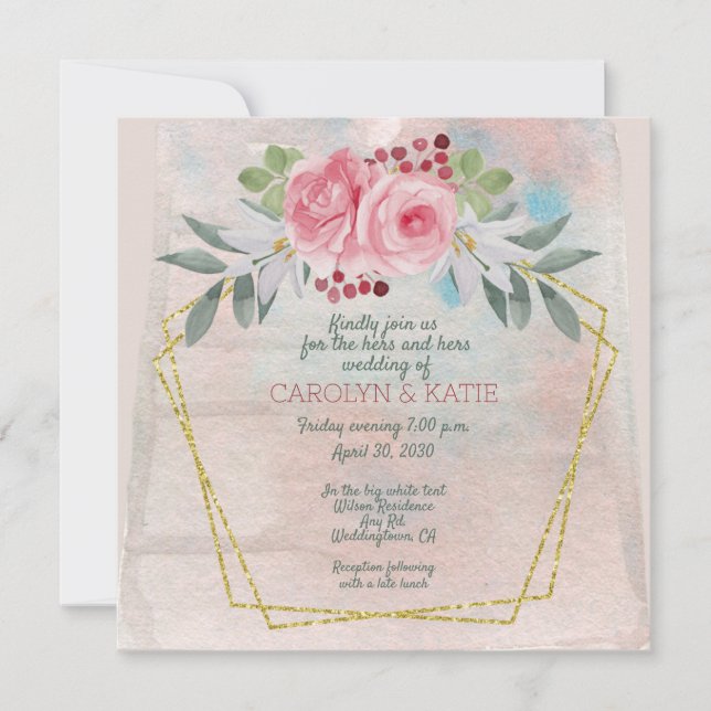 Hers et Hers Roses roses roses et géométrie or (Devant)