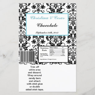 Hershey's Grand Bar Wrapper Black Damask Baby Blue
