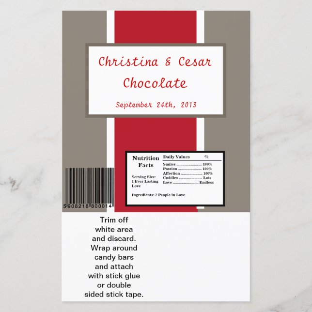 Hershey's Grand Bar Wrapper Crimson Red Grey Bg Wh (Devant)