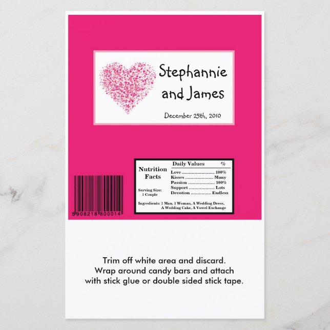 Hershey's Grand Bar Wrapper Pétales Floraux Rose (Devant)