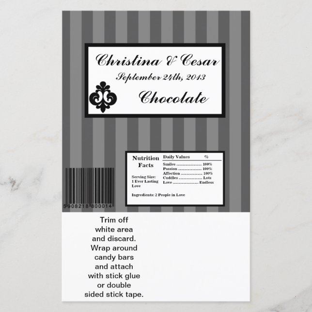 Hershey's Large Bar Wrapper Black Grey Flourish St (Devant)