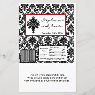 Hershey's Large Bar Wrapper Black Red Damask