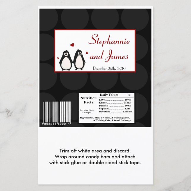 Hershey's Large Bar Wrapper Penguin Love Couple (Devant)