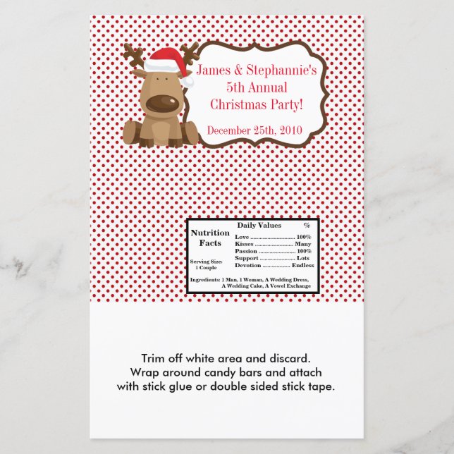 Hershey's Large Bar Wrapper Reindeer Noël XMA (Devant)