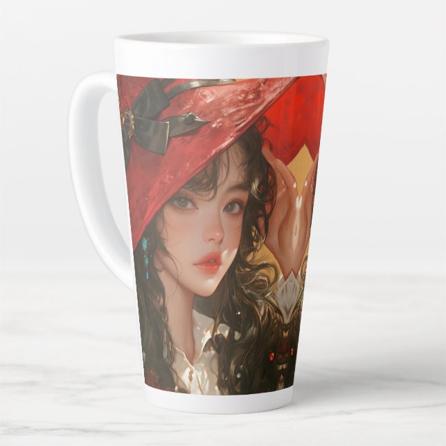 Heure Crimson : Casquette rouge fille latte Mug (Angle gauche)