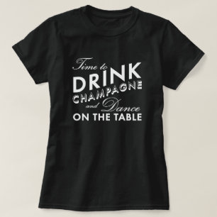 Heure de boire le T-shirt noir de Champagne