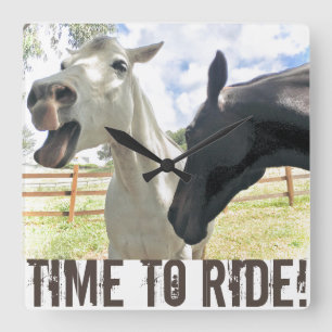 Heure De Circuler Chevaux Carré Horloge Mur