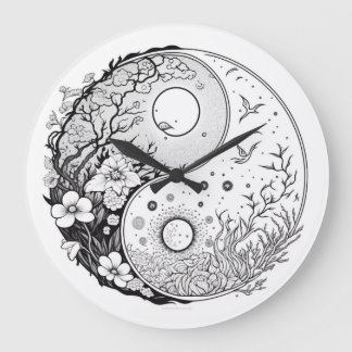 Heure de l'équilibre Yin Yang Horloge de coloriage