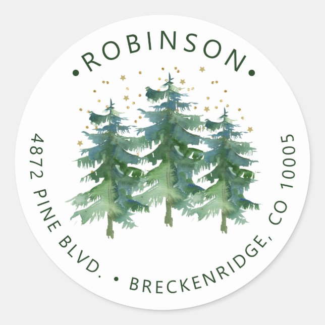 Heure de retour de forêt d'hiver Sticker rond clas (Devant)