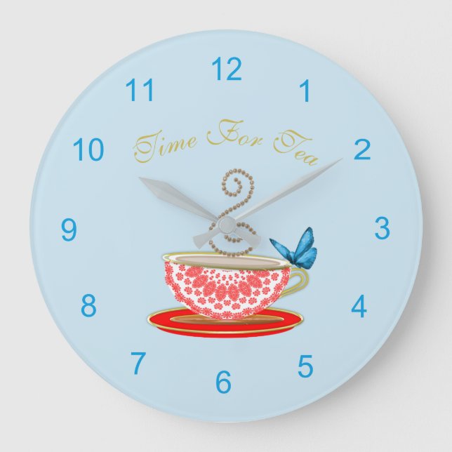 Heure De Tea Cute Carré Horloge Mur (Recto)