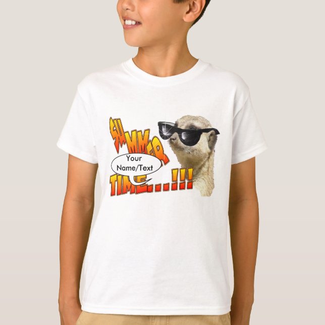 Heure d'été Meerkat T-shirt enfant personnalisable (Devant)