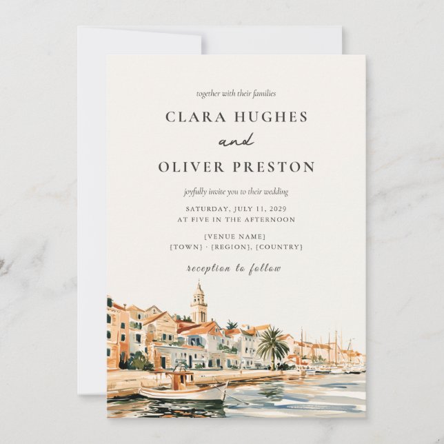 Heure dorée Invitation de mariage sur la côte adri (Devant)
