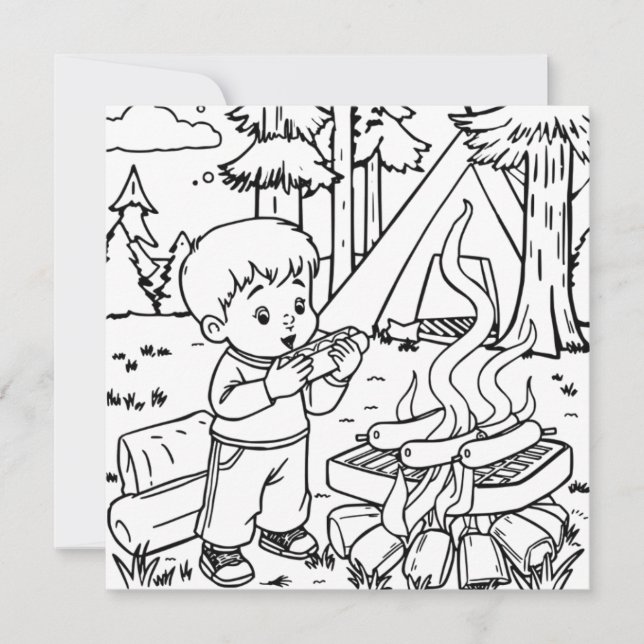 Heure du dîner | Page de coloriage du camping pour (Devant)