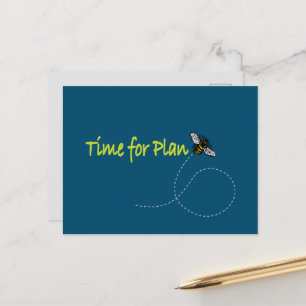 Heure du plan Bee Turquoise BG Carte postale horiz