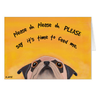 Heure du repas du Pug - Carte d'art pour les amour