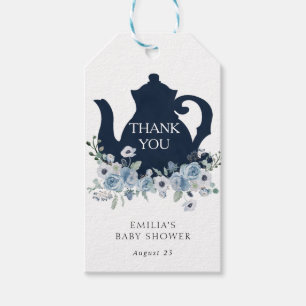 Heure pour le thé Baby shower bleu Merci étiquette