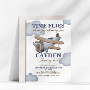 Heure Vol Avion Premier anniversaire Invitation