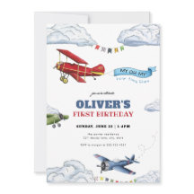 Heure Vol Avion Premier anniversaire Invitation
