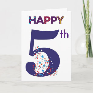 HEUREUSE **5e ANNIVERSAIRE** W/ Carte INTÉRIEURE S