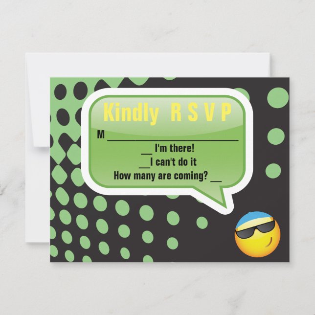 HEUREUSE carte de réponse Bat mitzvah EMOJI Bar (Devant)