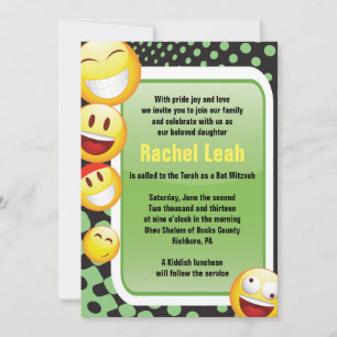 HEUREUSE Invitation Bat mitzvah du barreau EMOJI