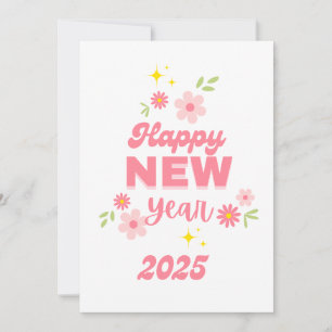 HEUREUSE NOUVELLE ANNÉE 2025 GREETINGS Pink Carte