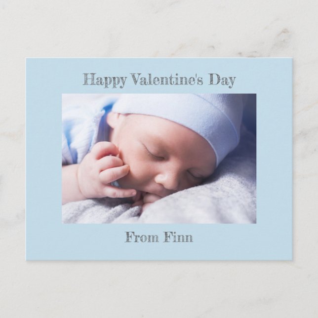 Heureuse Sainte-Valentin Blue Baby Boy Photo Carte (Devant)