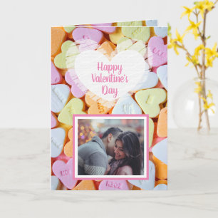 Heureuse Sainte-Valentin Candy Hearts Carte photo